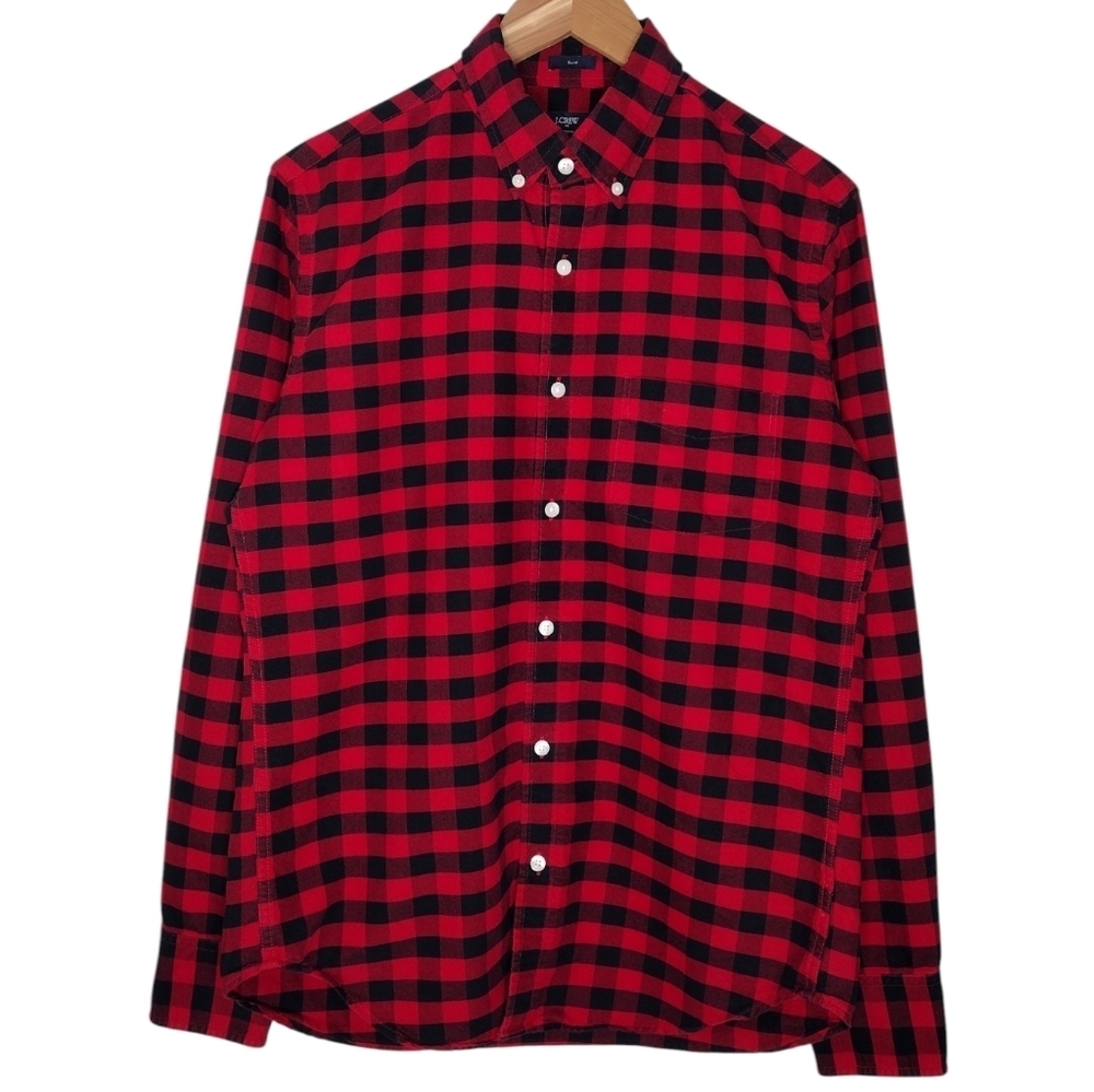 J. Crew Red Black Plaid Casual Button Down Shirt Sz M